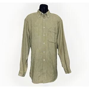 The Territory Ahead Shirt Mens XL Long Tan Button Basketweave Cotton Long Sleeve